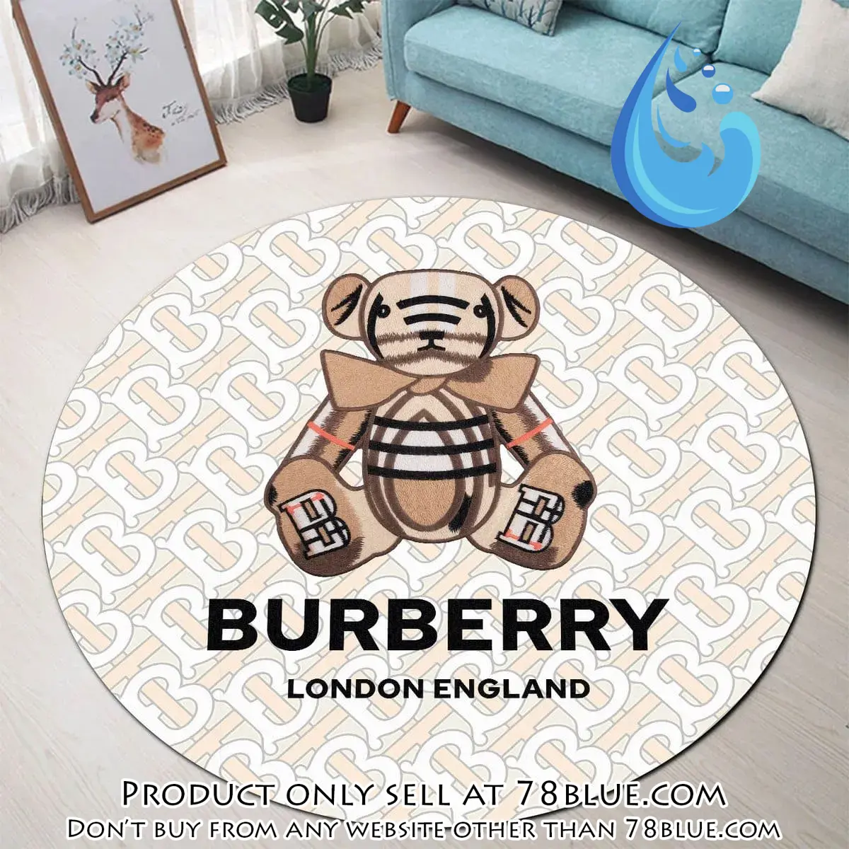 Burberry bear london england luxury brand fashion round rug carpet home decor special gift 78b0542629